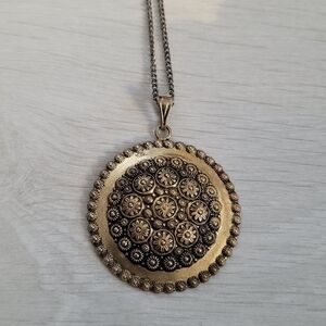 Floral Filagree Brass Necklace Pendant